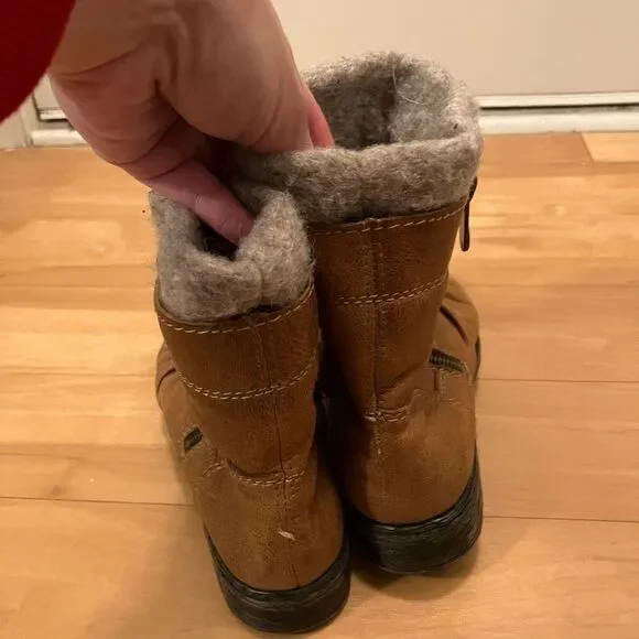 Rieker Brown Leather Ankle Boots with Wool Lining Size 37 - Picture 2 of 8